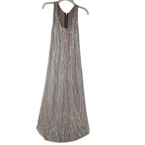 Gadogado Women's Sleeveless Maxi Dress Beige and silver detailing Size XL